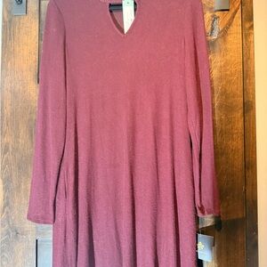 Chic Long Sleeve Burgundy Dress